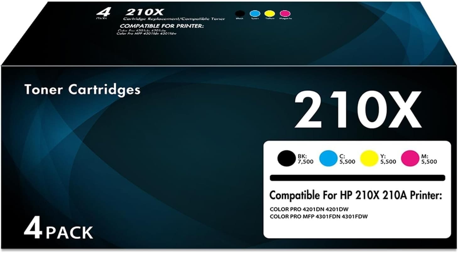 aceink 210X Compatible Toner 4-Pack with Chip Black Cyan Magenta Yellow