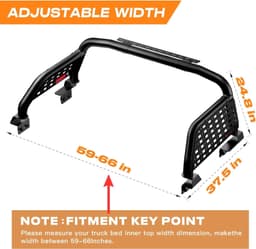 Universal Truck Bed Roll Bar Adjustable Black Chase Rack Fits Full Size Trucks gallery image