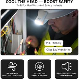 Tigeraire Breezy Pro Hard Hat Clip On Fan 400 Lumen Light USB C IP56 gallery image