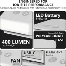 Tigeraire Breezy Pro Hard Hat Clip On Fan 400 Lumen Light USB C IP56 gallery image