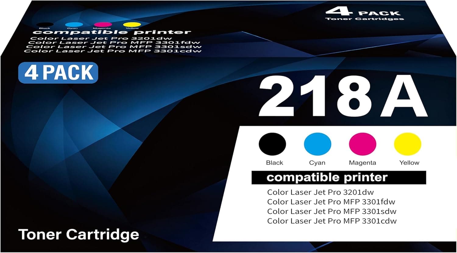 218A Toner Cartridges 4 Pack with Chip Replacement for HP 218A W2180A 218X W2180