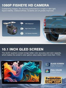 Android 13 Car Stereo 10.1″ QLED Screen WiFi6 BT5.4 GPS CarPlay RAM 1500 13-18 gallery image