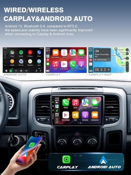 Android 13 Car Stereo 10.1″ QLED Screen WiFi6 BT5.4 GPS CarPlay RAM 1500 13-18 gallery image